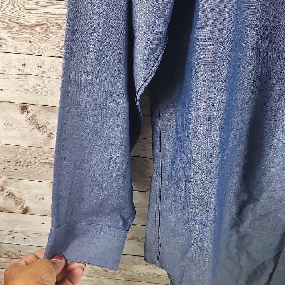 Kenneth Cole Reaction Men's Blue Button-Down Shirt - Picture 3 of 5
